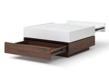 Rotating Coffee with 2 Drawers, High wood 2-Tier Center with Storage, Square Coffee W1117P235473