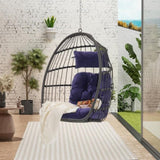 ZUN Outdoor Garden Rattan Egg Swing Chair Hanging Chair PE Hang Chair W874127490