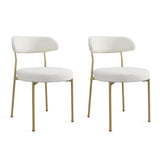 ZUN Boucle Upholstered Dining Chairs with Curved Backrest & Gold Metal Legs Set of 2, Beige W2740P214250