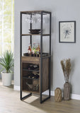 Weathered Oak and Black Wine Rack with 1 Drawer B062P184584