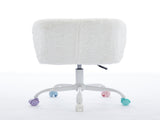 A&A Furniture Office,Artificial rabbit hair Home Office with Metal Base,Adjustable Desk W1143P324154