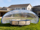 18-foot retractable pool cover, PVC film fiberglass rod pool fence, outdoor swimming pool 84206541