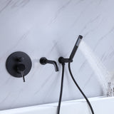 2-Handle Tub Spot Wall Mount Rain Mixer Shower Faucet Tub and Shower Faucet with Hand Shower in SOBD858MB