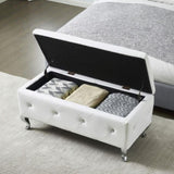 Upholstered Storage Ottoman Bench For Bedroom End Of Bed Faux Leather Rectangular Storage Benches W2268P146682