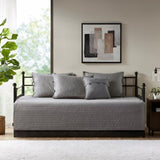 6 Piece Reversible Plaid Daybed Cover Set Grey Daybed B035P266680