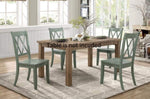 ZUN Casual Teal Finish Side Chairs Set of 2 Pine Veneer Transitional Double-X Back Design Dining Room B01143554