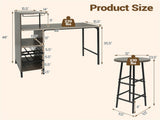 3PCS Bar Table & Stools Set, Wine Storage , Oak 48989205