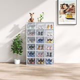 18-Piece Medium White Plastic Mesh Shoe Box Set - 35.00*25.00*19.00cm, Modular Design for Home 07293969