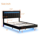 ZUN Full Size Floating Bed Frame with LED Lights and USB Charging,Modern Upholstered Platform LED Bed 16741764