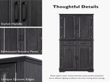71" Tall Kitchen Pantry Cabinet with 3 Pull Out Cabinet Organizers, Farmhouse Embossed Texture 50024096
