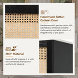 30-inch bathroom vanity crafted from natural materials, featuring handmade rattan doors and N729P285517B