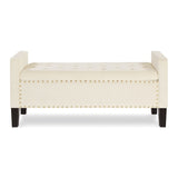 ZUN Upholstered Tufted Button Storage Bench with nails trim,Entryway Living Room Soft Padded Seat with W2186139089