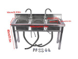 39.3 Stainless Steel Commercial Kitchen Sink Outdoor Sink with 2 Inserts, 3 Slots for Restaurant 99584050