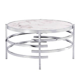 ZUN 32.48'' Chrome Round Coffee Table With Sintered Stone Top&Sturdy Metal Frame, Modern Coffee Table W821115001