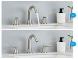 Bathroom Faucet 2 Handle Brushed Nickel Bathroom Sink Faucet Widespread 3 Hole 360&deg Swivel Spout 02074434