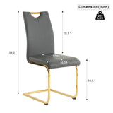 ZUN Modern Charcoal PU dining chair Living room chair upholstered chair, Gold-plated metal chair leg W210P199114