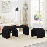 Set of 3 U-Shaped Modern Bench Teddy Ottoman Bench for Entryway, Bedroom End of Bed, Set of 3 Small W2186P282493