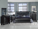 ZUN Black Finish Dresser Bold Desing 9 Drawers Glamorous Faux-Alligator Textured Fronts Wooden Bedroom B011134407