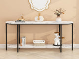 Console Table 2 Tier Entryway Table with Storage Shelves Faux Marble 40107718