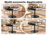 31.5" Round Modern Tulip Dining Table, Sintered Stone Tabletop with Luxury Faux Marble Print, Carbon W3316P540342