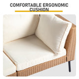 2pcs armless sofa 2pcs corner sofa 2pcs footstool iron legs yellow white cushions woven 81753170