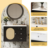 30" Bathroom Vanity with Ceramic Sink, Mid-Century Bathroom Vanity Cabinet with 2 Drawers, Bathroom N710P265954B