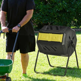 Tumbling Compost Bin Outdoor 360&deg Dual Chamber Rotating Composter 43 Gallon, Yellow W2225142616