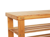 90cm Strip Pattern 3 Tiers Bamboo Stool Shoe Rack Wood Color 19993407