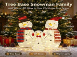 3Pcs Christmas Snowman Family Light Up Decor, 2D Plush Snowmen Set with 8 Light Modes, Battery 80911903