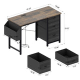 47.3"office desk with power outlet,3drawers and Side Pocket, Easy to Assemble,Frame stability W2887P240000