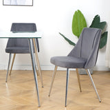 Modern Grey Velvet Dining Chairs , Fabric Accent Upholstered Chairs Side Chair with chrome Legs for W210127132