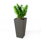 ZUN 2-Pack Self-watering Planter - Hand Woven Wicker - Square - Expresso B046P144638