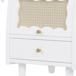 ZUN Wooden Nightstand with Rattan-Woven Cabinet and 1 Drawer, Exquisite Elegance with Natural N733P180009K