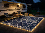 10' x 8' Reversible Outdoor Rug Carpet LED Light PP Straw Rug with Carry Bag & Ground Stakes for 80537728