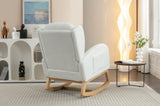049-Teddy Fabric Rocking Chair With Packet Wood Legs,Ivory W527P147427
