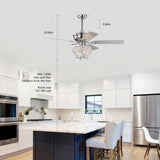 ZUN 52 inch Crystal Ceiling Fan with Lights Fandelier Chandelier Reversible Blades 3 Wind Speeds Remote W1592P162637