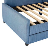 Twin Size L-Shaped Corduroy Daybed,Upholstered Bed Frame with 2 Storage Drawers,Blue N733P171470C