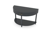 Artisan-Crafted Wave-Pattern Demi-Lune Console Table with Dark Gray Finish,Unique Half Moon Design 68908994