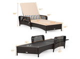 6-Gear Adjustable Patio Chaise Lounge, 200.6673.66 cm Brown PE Wicker Recliner with Beige Cushion, 25817555