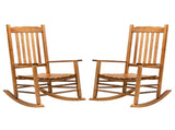 Square Wooden Rocking Chair Wavy Backboard Original Color 82239638