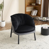 ZUN Velvet Accent Chair Barrel Chair with Metal Legs Modern Comfy Armchair Accent Reading Chair for 77803847