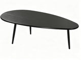 Black Stylish Irregular Shape Coffee Table, Heavy-Duty Metal Base Oval Sofa Side Table, 04619681