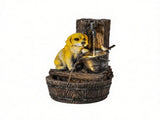 22" 3-Tier Puppy Themed Resin Garden Fountain Rustic Brown Outdoor Water Fountain with LED Lights & 25593587