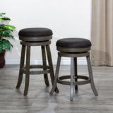 24" Counter Stool, Weathered Gray Finish, Charcoal Fabric Seat B04660672
