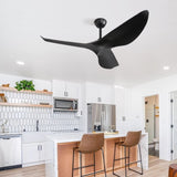 52 Inch Indoor Ceiling Fan No Light With 6 Speed Remote Control 3 ABS Blades Reversible DC Motor W934P200067