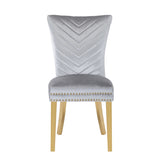 Eva 2 Piece Gold Legs Dining Chairs Finished with Velvet Fabric in Silver B00960894