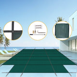 Pool Safety Cover, Fits 16x32ft Rectangular Inground Winter Swimming Pools, with 4x8ft Center End W465P203694