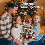 22in Tabletop Christmas Tree with Light Artificial Small Mini Red Christmas Decoration with Flocked 91131217