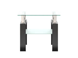 1-Piece Modern Tempered Glass Tea Table Coffee Table End Table, Square Table for Living Room, 51857456