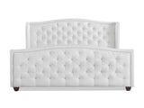 Marcella Upholstered Shelter Headboard Bed Set, Queen, Bright White Polyester B2719P238220